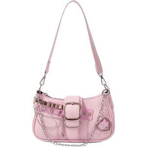 Pink Y2K Coquette Handbag with Chain Strap - Effortless Style for Any Occasion